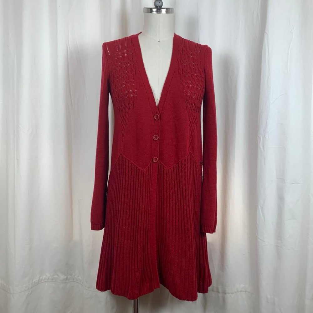 Twin-Set Simona Barbieri Long Swing Red Cardigan
